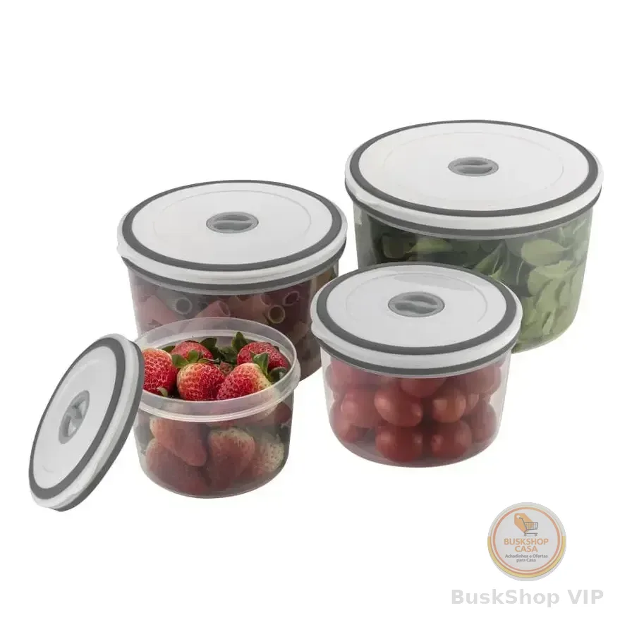 Conjunto 4 Potes Herméticos Redondos De Plástico Electrolux Cor Transparente