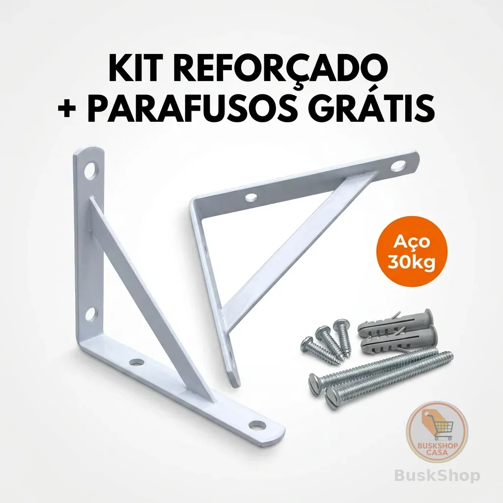 Kit Mão Francesa Reforçada Cantoneira Metálica Triângulo Suporte Prateleira Bancada Armário 15 a 40cm