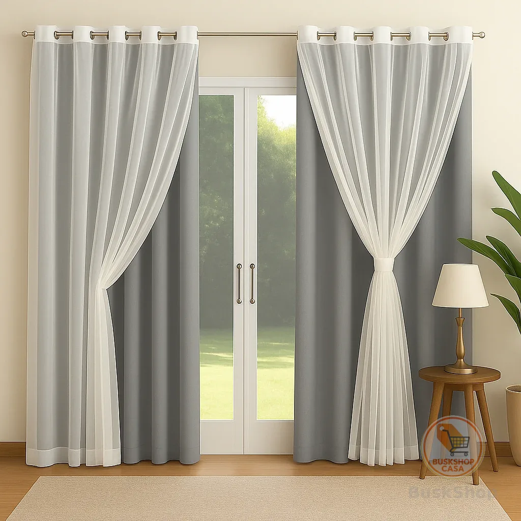 Cortina com voil  Mali Premium 4,00x2,80  Branco – Decoração, Estilo e Conforto p/ Quarto e Sala