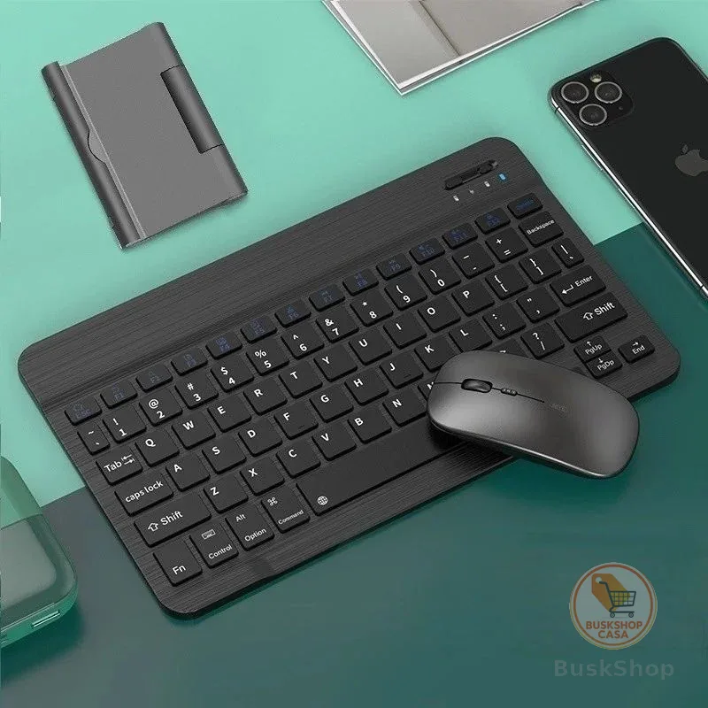 Kit Teclado e Mouse Sem Fio Tablet Celular Bluetooth Portátil Compatível com Android iOS Windows