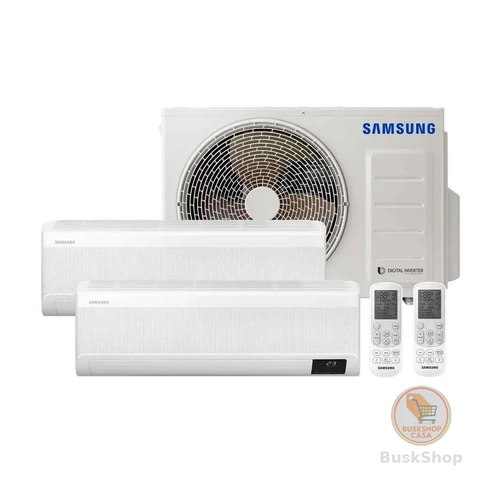 Ar Condicionado Multi Split Inverter Samsung Hi Wall Wind Free 2x9000 BTU/h Quente e Frio AJ050AXJ2KH/AZ – 220 Volts