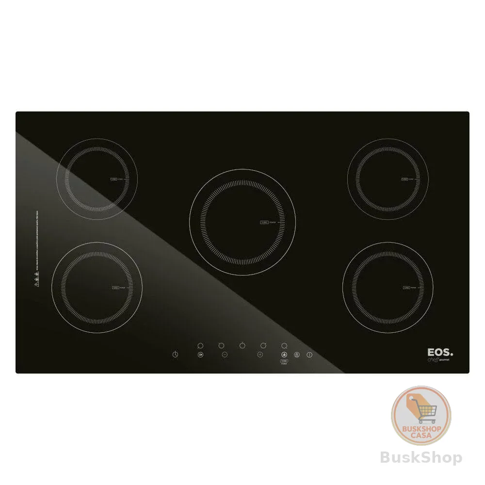 Cooktop de Indução Cinco Bocas EOS 90cm Preto 9500W ECI05EP 220V