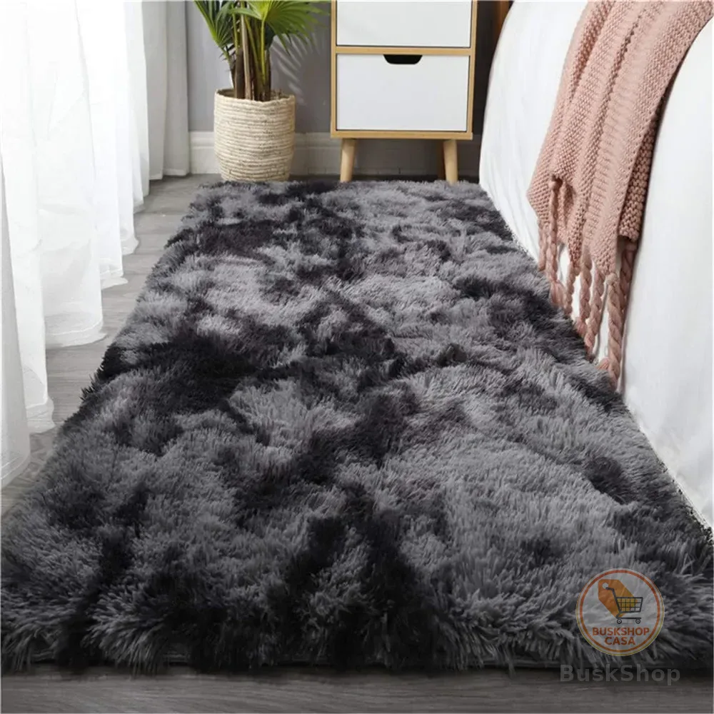 Passadeira Corredor 2,00x0,60 Tapete Super Peludo Beira De Cama Sala Quarto Cinza Mesclado