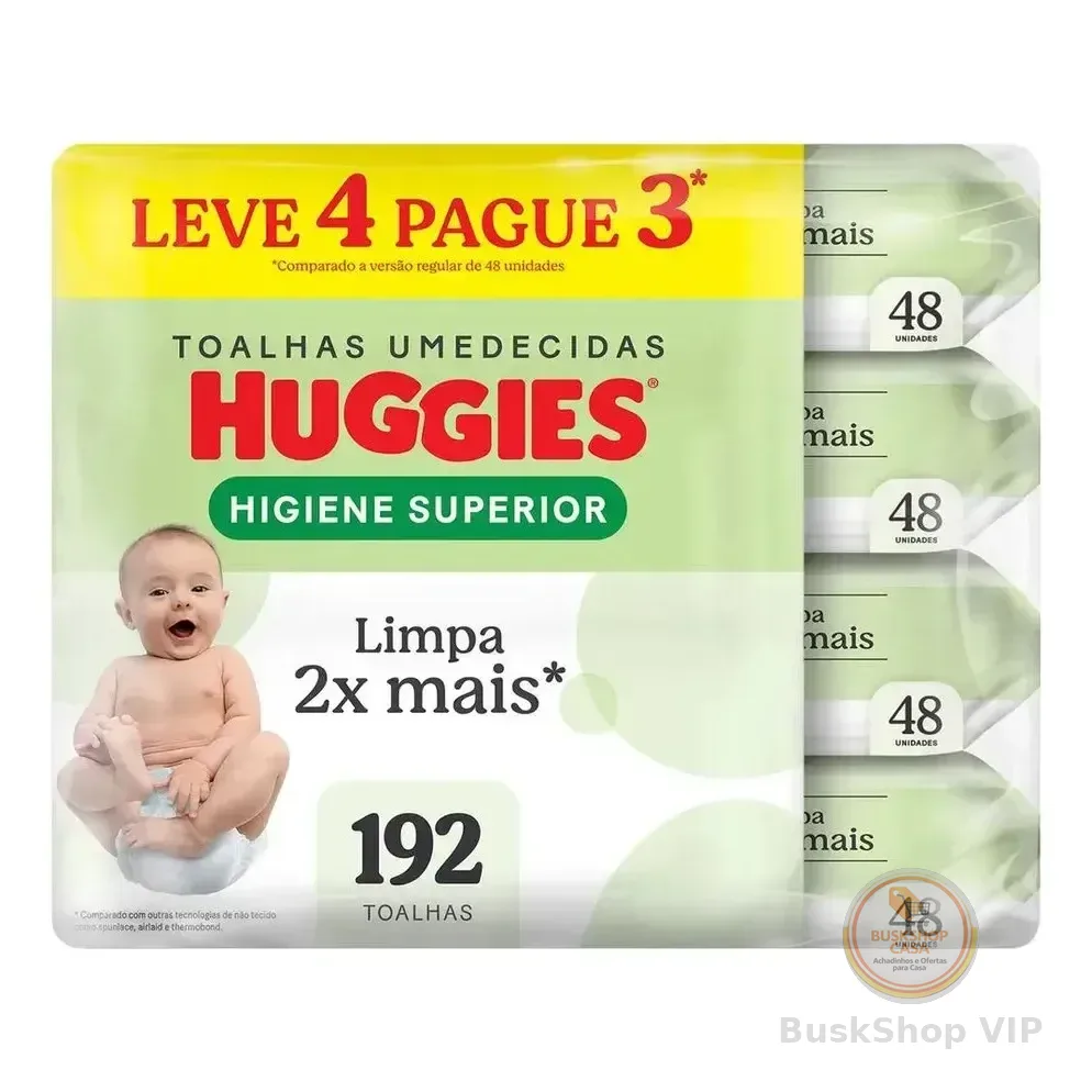 Lenços Umedecidos Huggies Higiene Superior - 192 Unidades