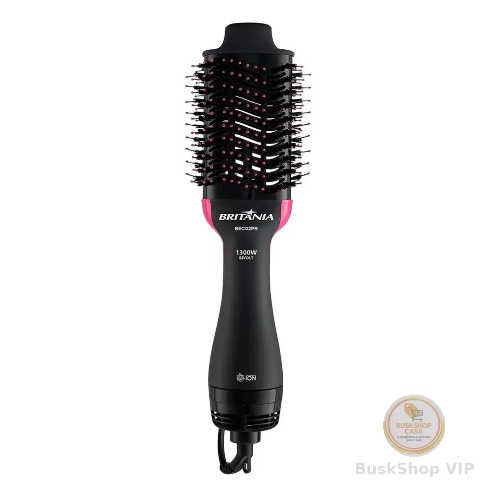 Britânia Escova Secadora Bec02pr 4 Em 1 1300w Cor Preto E Rosa Preto Com Rosa 127/220v