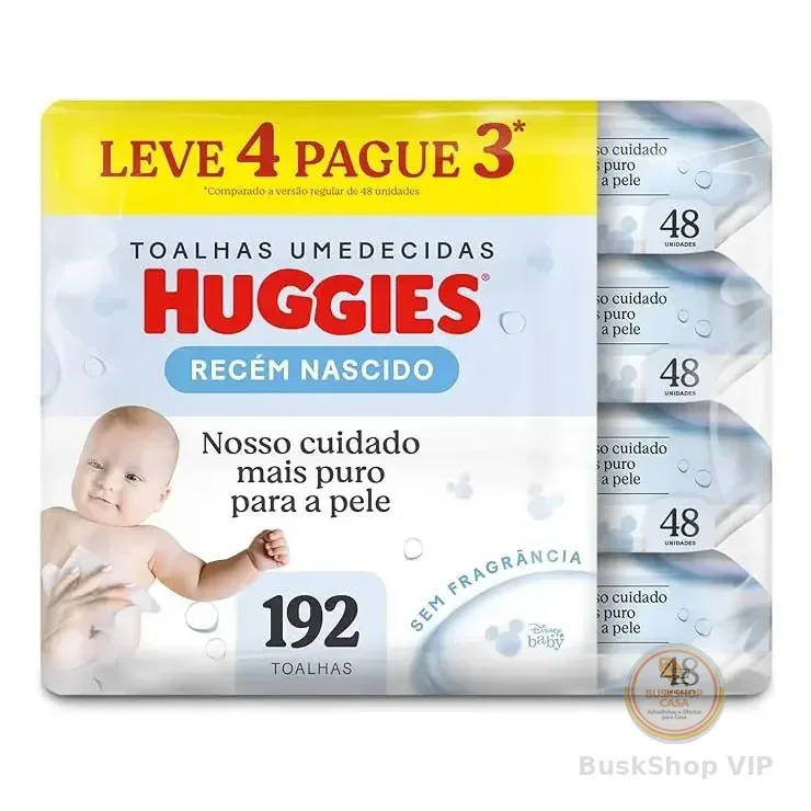 Lenços Umedecidos Huggies Recém Nascido Pack C/4 - 192 Un
