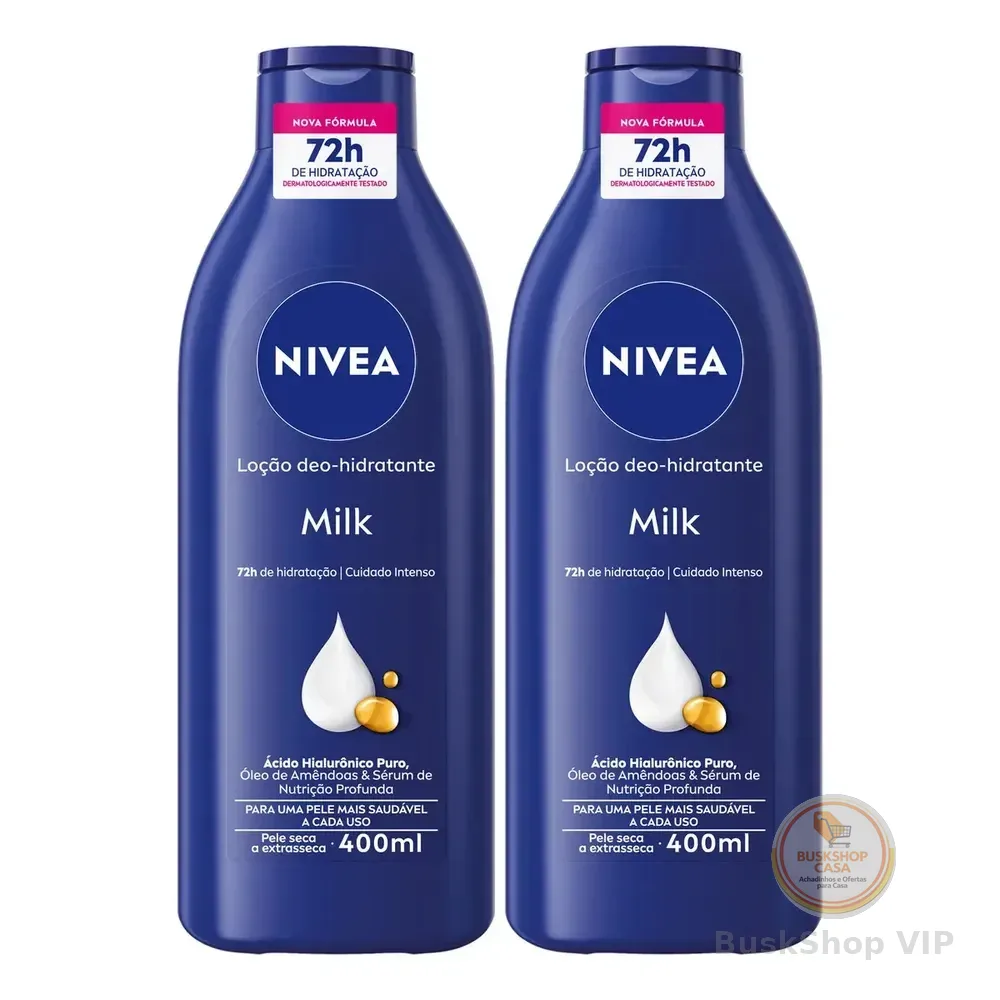 2 Loção Nivea Body Milk Hidratante Pele Seca Extrasseca Neutra