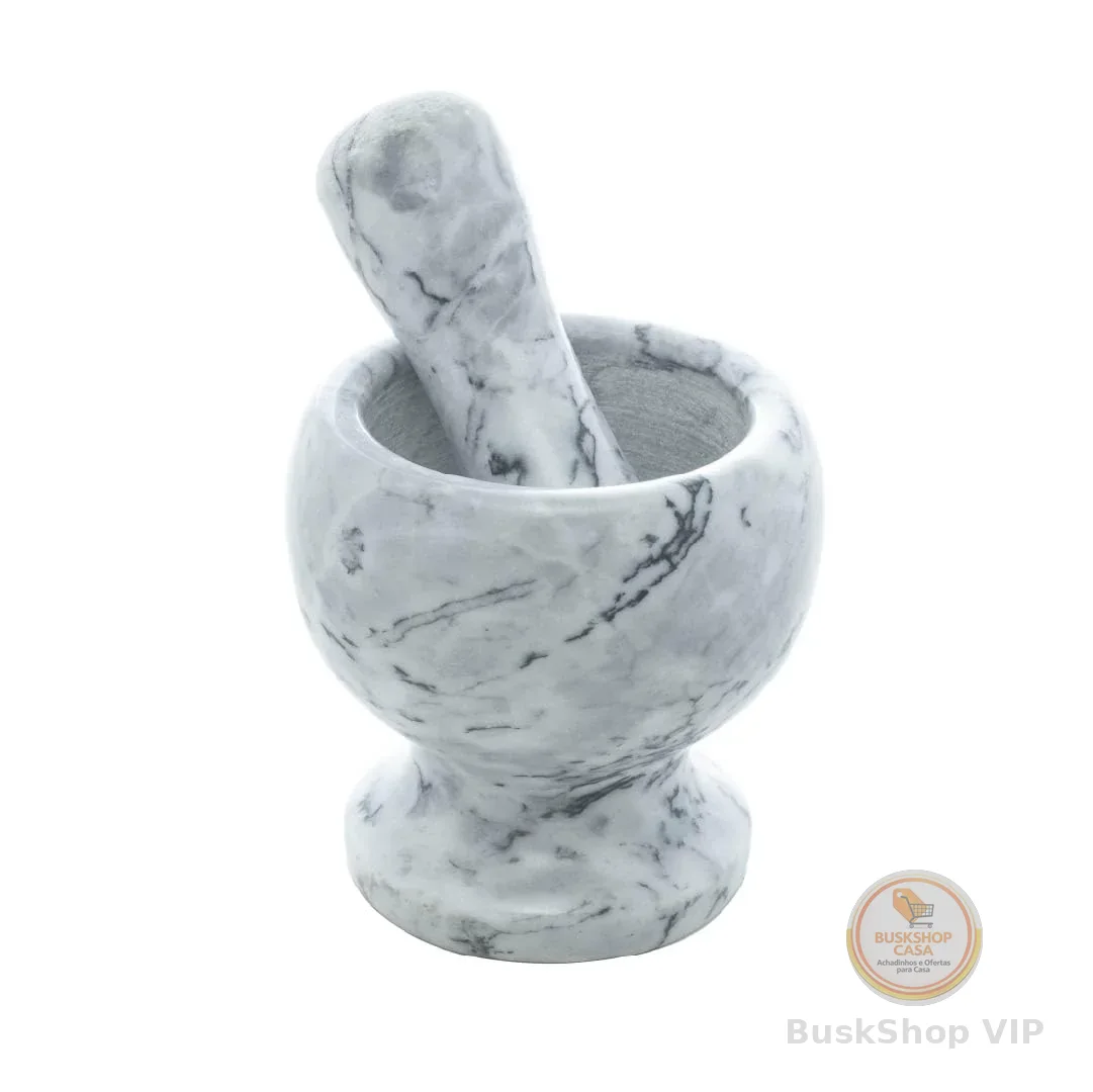 Pilão de Mármore com Socador Cinza 11cm x 11cm - Wolff