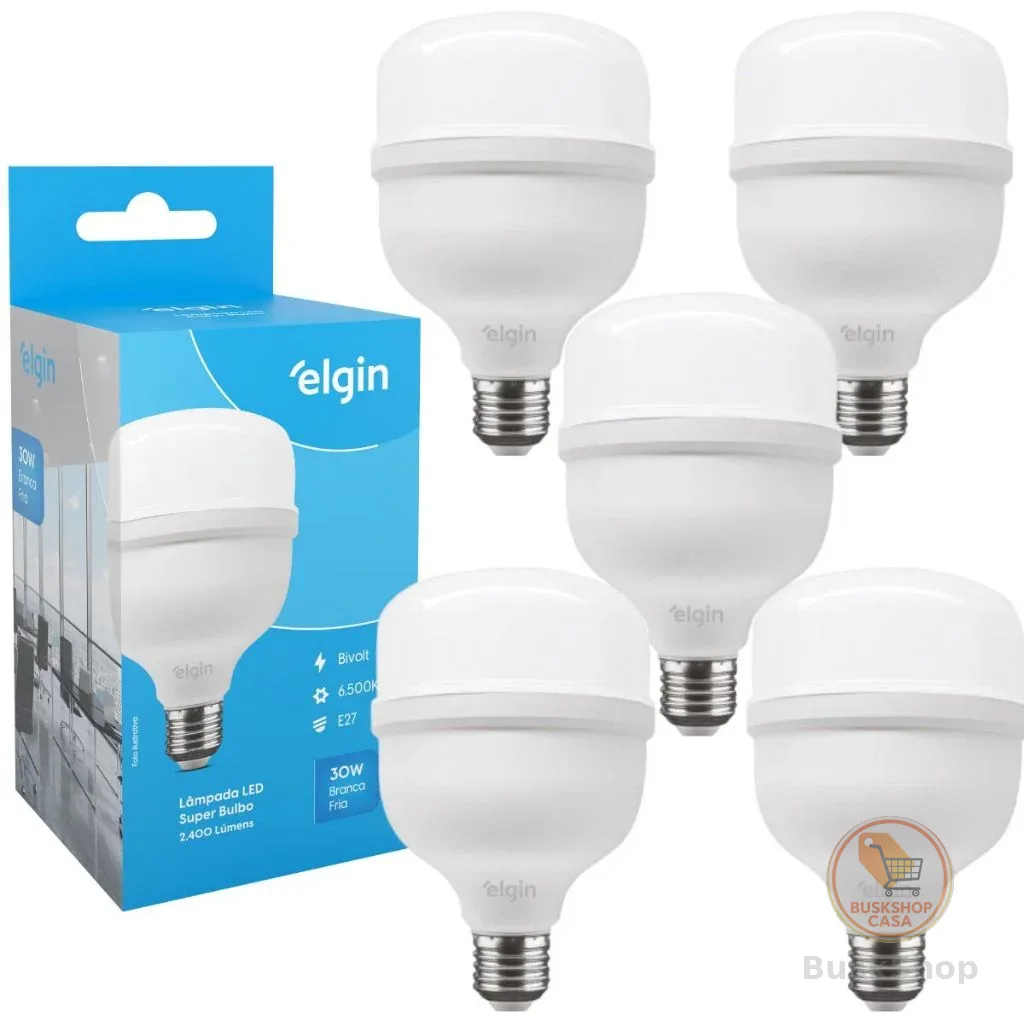 Kit 5 Lâmpadas Super Bulbo Alta Potência Led 40w 6500k - Elgin