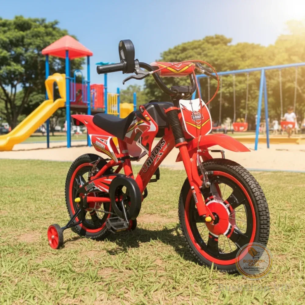 Bicicleta Infantil MotoCross Unitoys Aro 16 Freios V-Brake Imita Barulho de Moto Bike Unissex