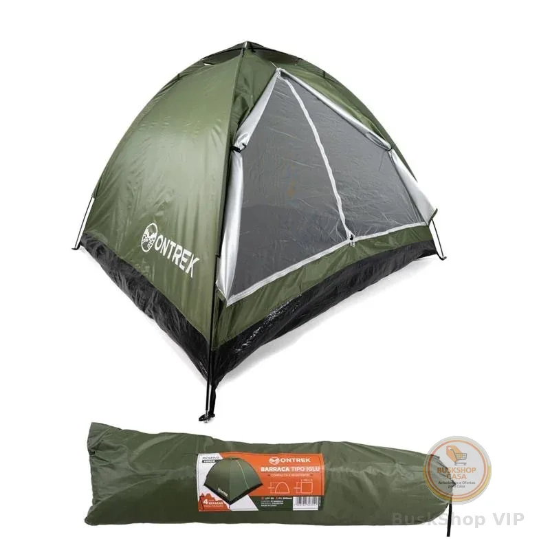 Barraca Camping 4 Pessoas Iglu Ontrek Leve e Resistente (1,5kg), Fácil Montagem, Mosquiteiro E Bag