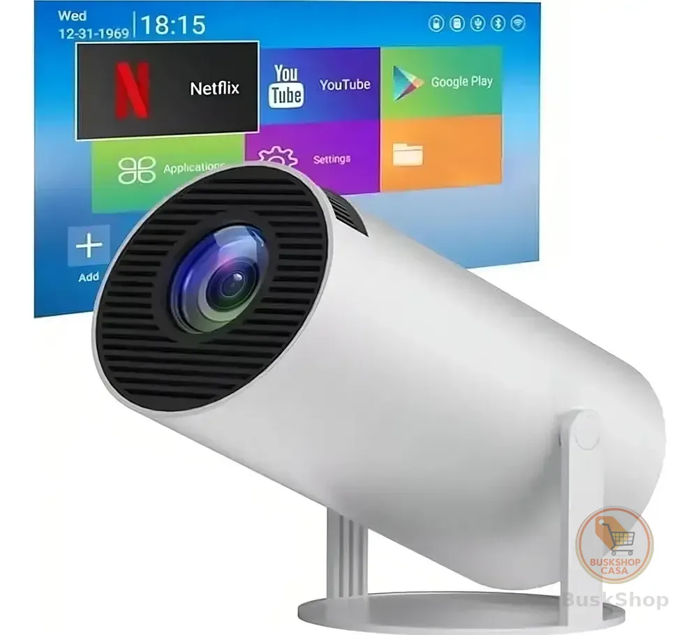 Projetor HY300 Branco 4K Portátil Wi-Fi Bluetooth
