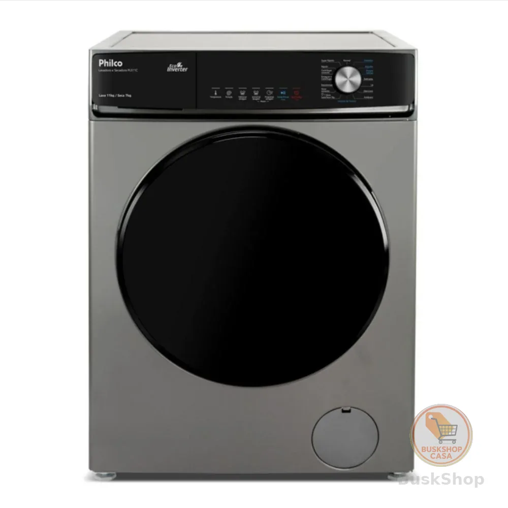 Lava e Seca Philco 16 Programas Eco Inverter 11kg Titânio PLS11C