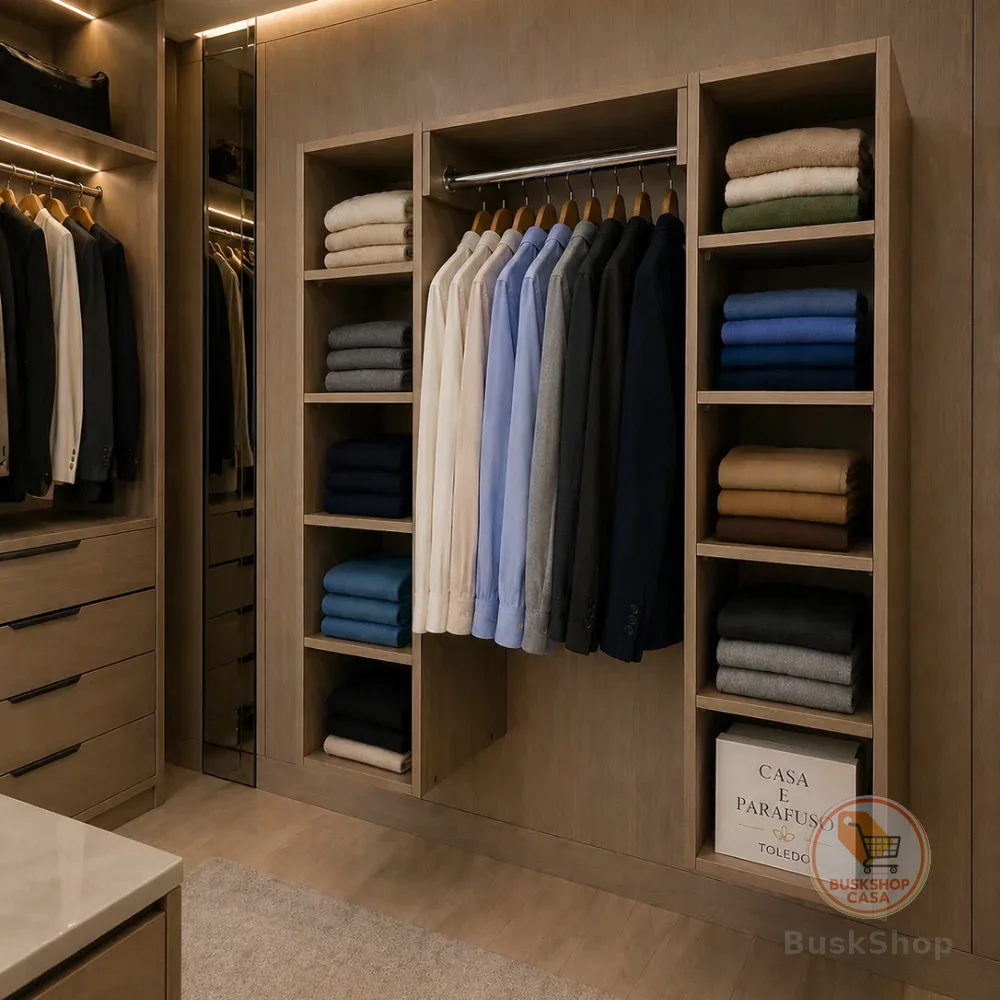 Closet Suspenso Sapateira Arara Aberto Com Cabideiro Organização e Praticidade para seu Quarto- 88