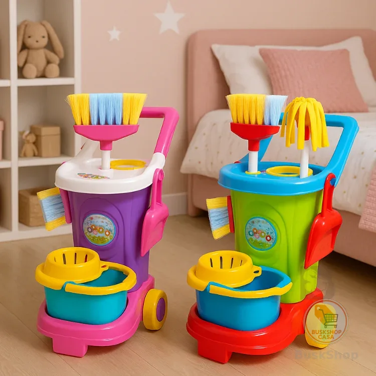 Brinquedo Infantil Carrinho de Limpeza Divertido Educativo Cleaning Trolley Kids Hábitos Saudáveis