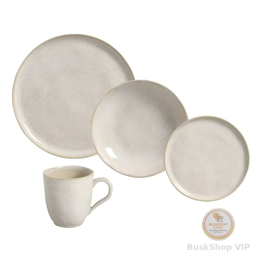 Aparelho De Jantar 16 Peças Stoneware Porto Brasil Off-white Bio Latte
