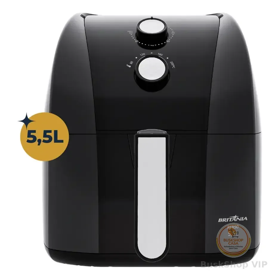 Air Fryer Britânia 5,5l 1500w Antiaderente Redstone Bfr50 127v Preto