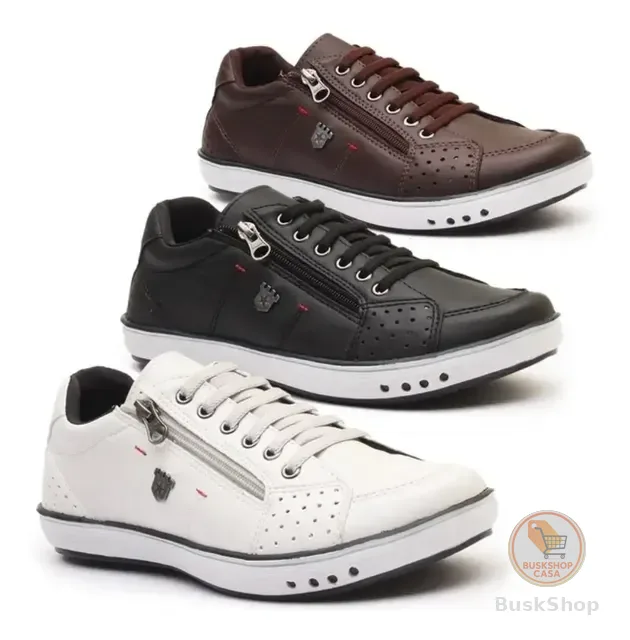 Combo 3 Sapatênis  Macio Zíper Calce Facil Conforto Leve