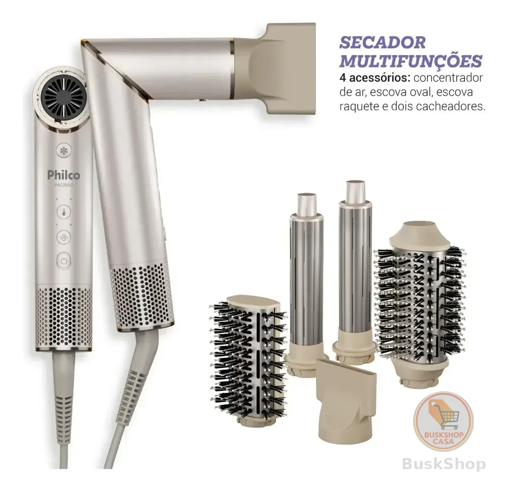 Secador De Cabelos Philco psc3500 4 Em 1 dobrável motor bldc Prateado