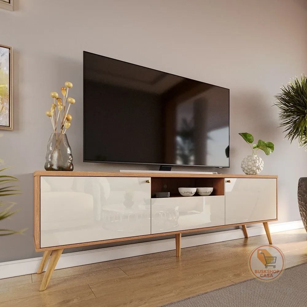 Rack Movelove Para Sala Estar Quarto Tv Até 70 Polegadas 1,83m 5 Pés Madeira Sevilla