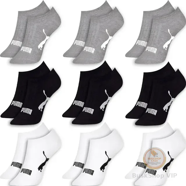 Kit 9 Pares Meias Puma Sapatilha Soquete Invisível Original