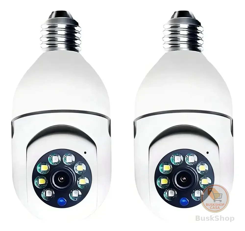 Kit 2 Câmeras Segurança 360º Jortan Wifi IP HD Visão Noturna Lâmpada