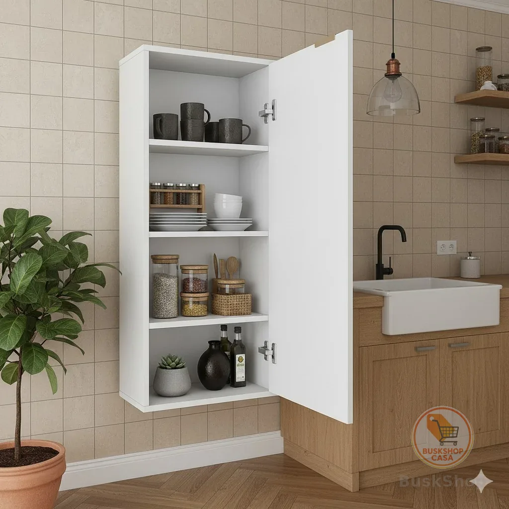 QUEIMA DE ESTOQUE - Armário Multiuso Aéreo com 3 Prateleiras e 1 Porta – Ideal para Cozinha
