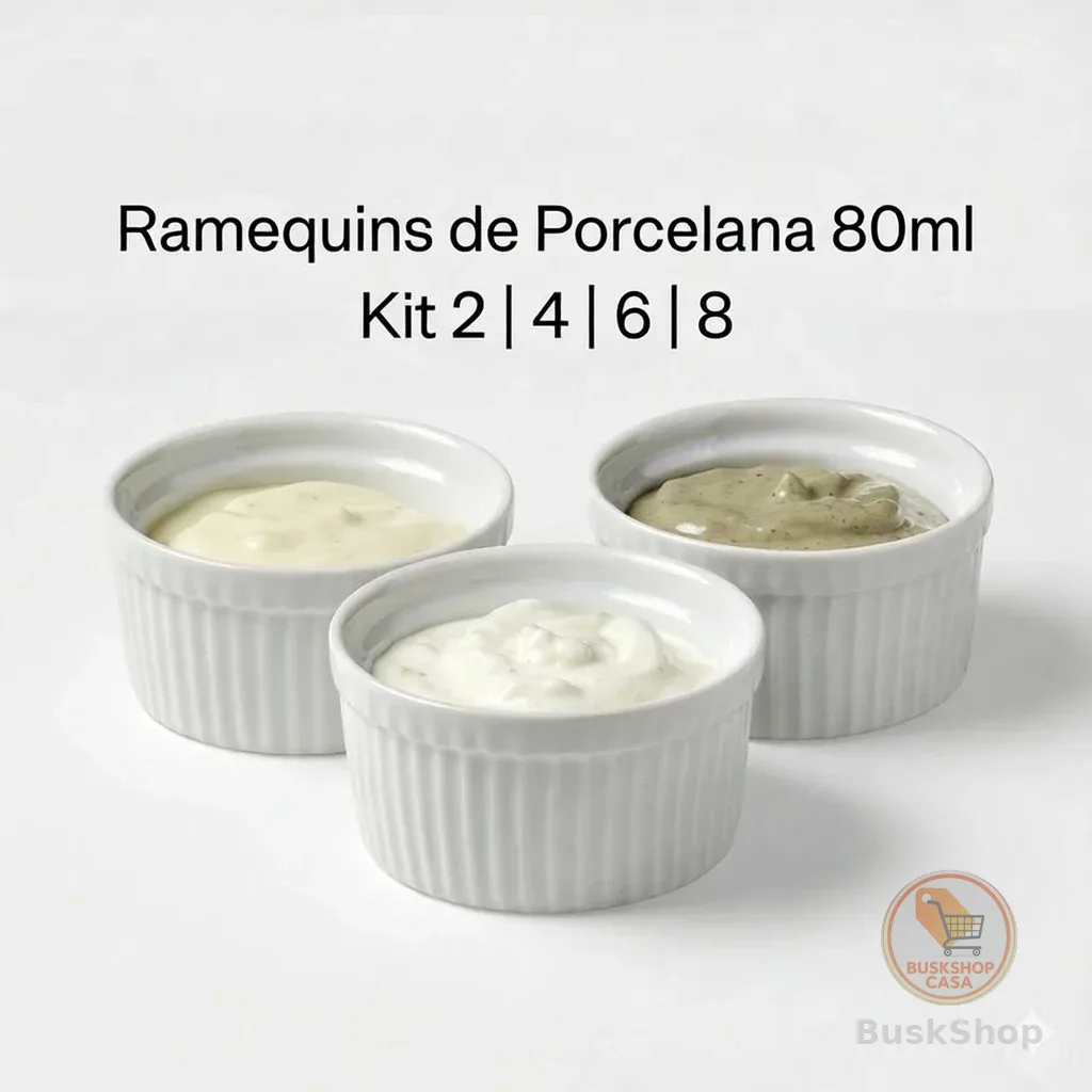 Kit Ramequins Porcelana 80ml | Molhos Porções Restaurante Buffet Sobremesas Porcelana