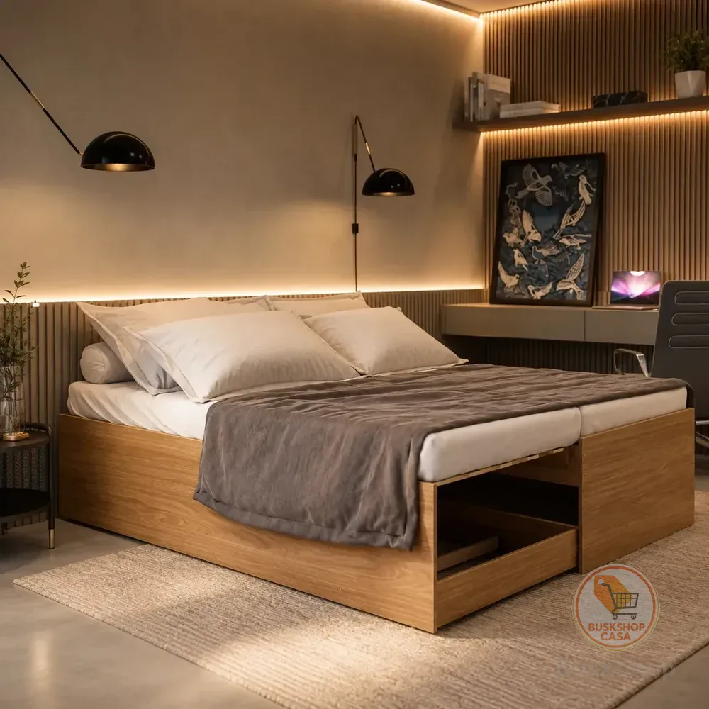 Cama Solteiro Vira Casal Matrix 3 Em 1 Resistente Mdf Luxo Nature