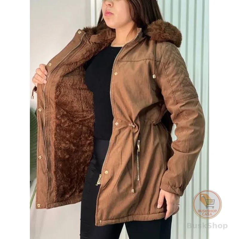 Jaqueta Parka  Bobojaco Casaco Sobretudo Feminino forrada pelúcia Blusa Frio Envio imediato