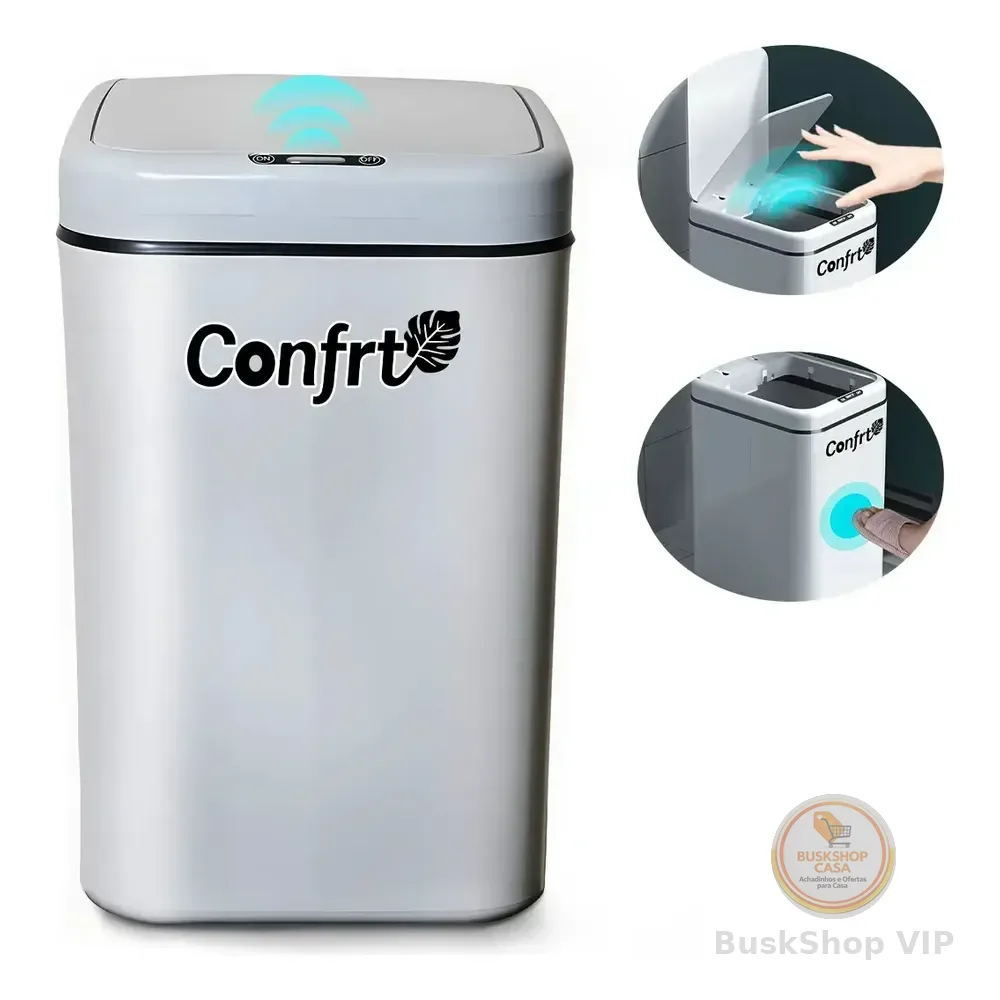 Lixeira Inteligente 20 Litros Sensor Automático Versátil Para Banheiro E Cozinha Cor Cinza Com Design Elegante E Funcionalidades Práticas