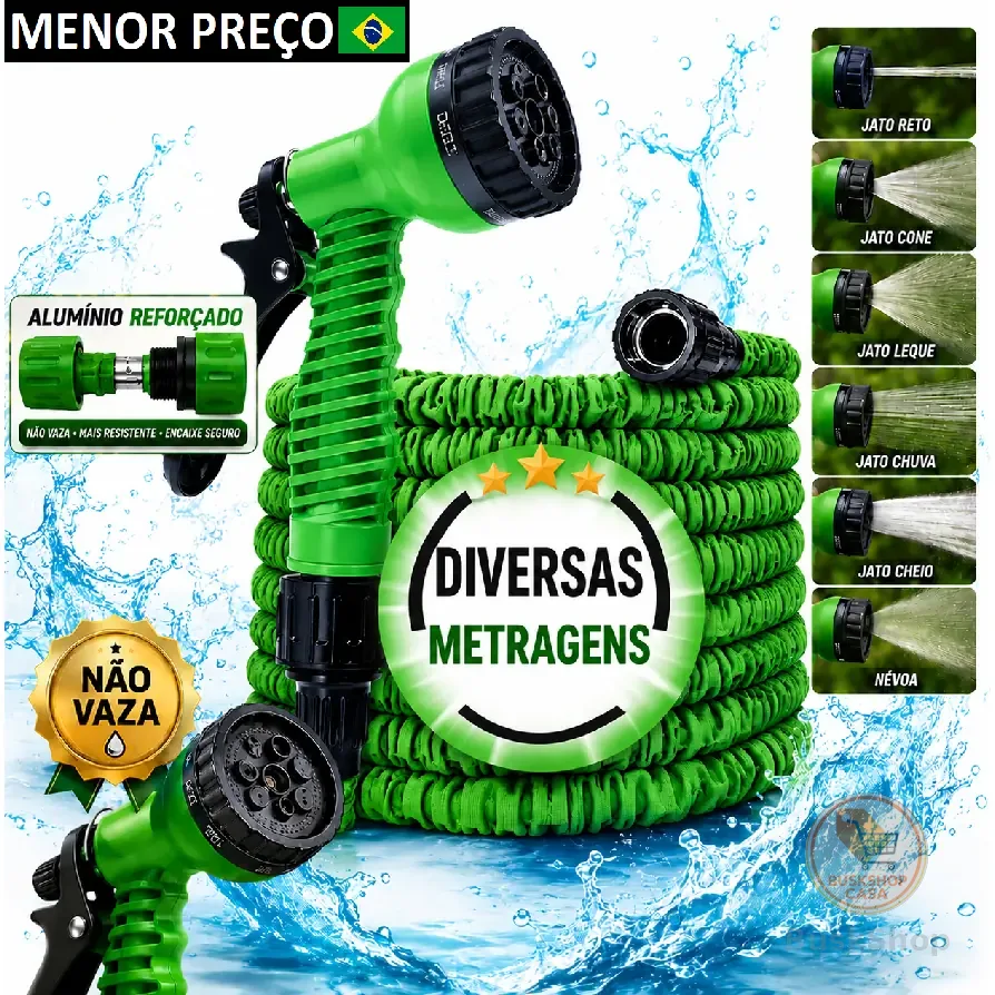 Mangueira Magica 30 Metros Expansível Com Esguicho 7 Jatos Engate Rápido Jardim - Oferta