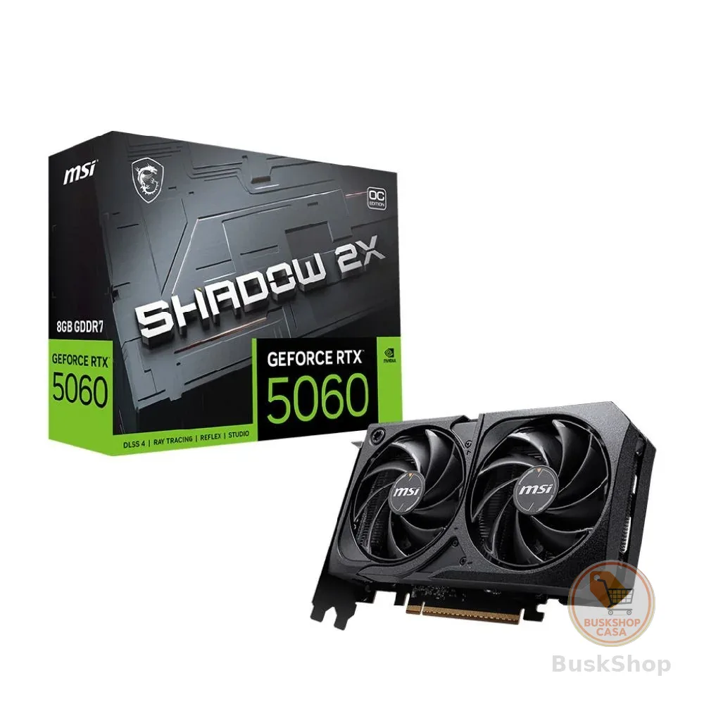 Placa de Vídeo MSI NVIDIA GeForce RTX 5060 SHADOW 2X OC, 8GB, GDDR7, 128 Bits - 912-V537-037