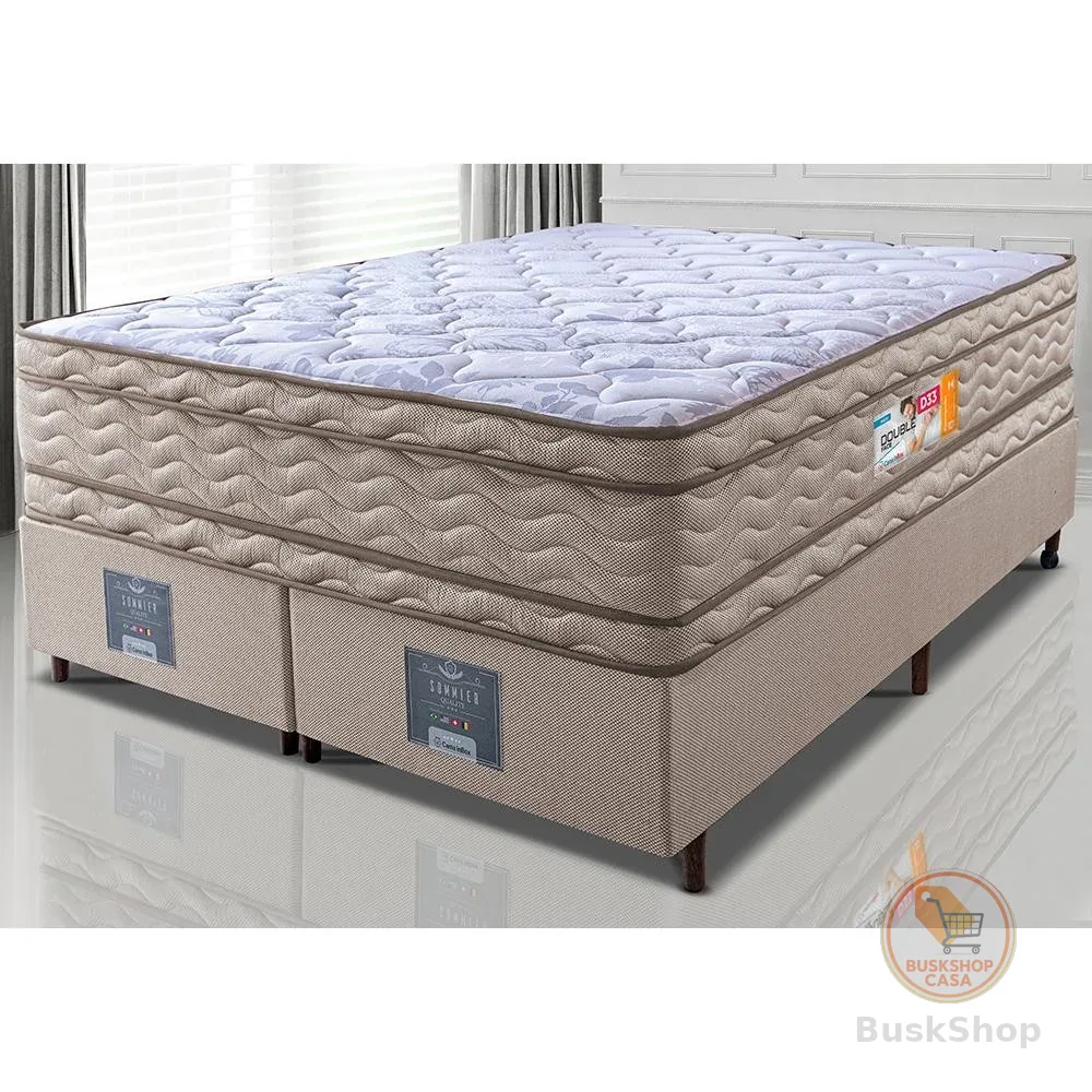 Cama Box Queen Colchão OrtoFirm + Box 158x198x71 Double Face Espuma D33 Dourado
