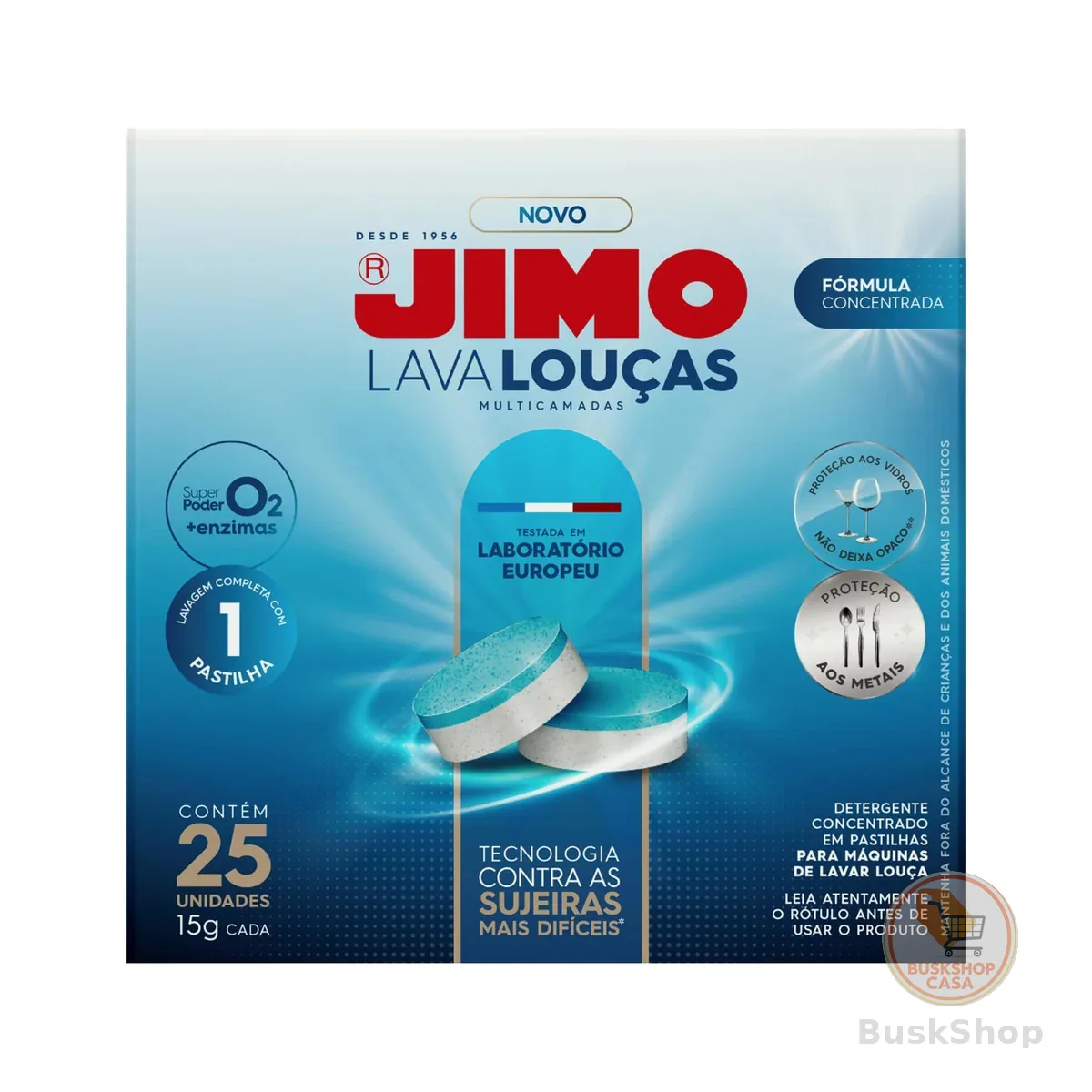 JIMO Lava Louça Multicamadas Detergente Concentrado para Máquinas de Lavar Louças Desengordurante Mais Brilho e Proteção às Louças 25 pastilhas