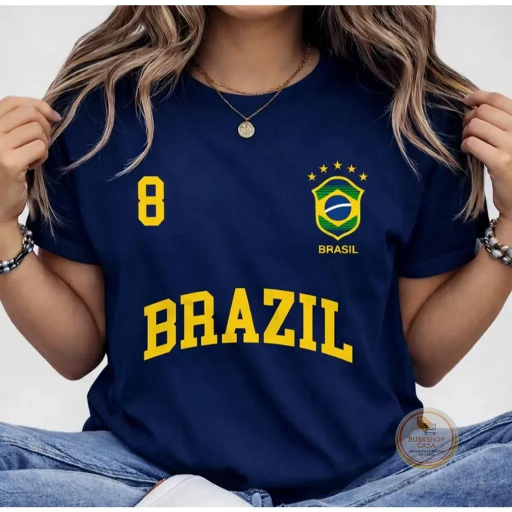 Blusa Feminina Brasil T-shirt Verão Algodão
