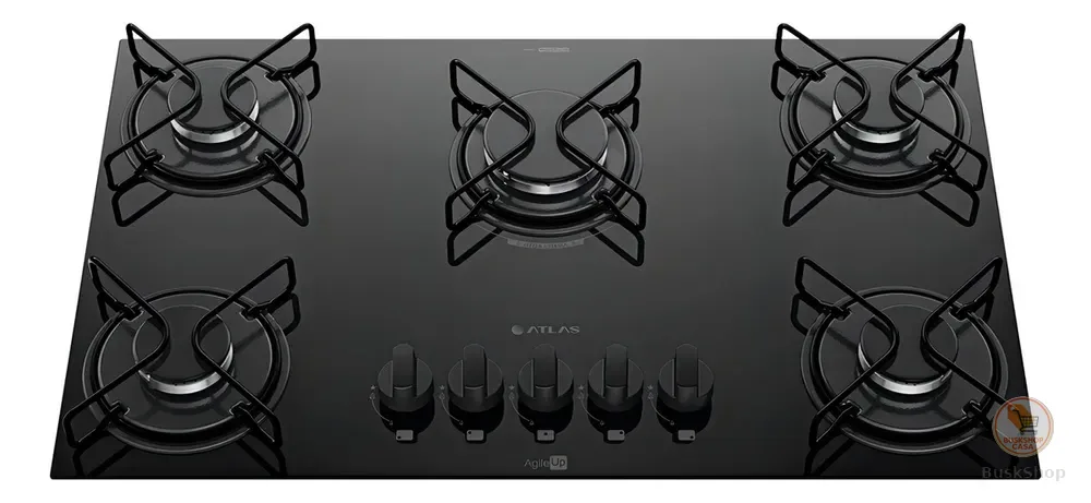 Cooktop 5 Bocas A Gás Atlas Agile Up Mega Chama Preto