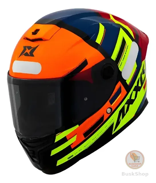 Capacete Axxis Hummer Pipe A3 Azul Amarelo Com Aerofolio New
