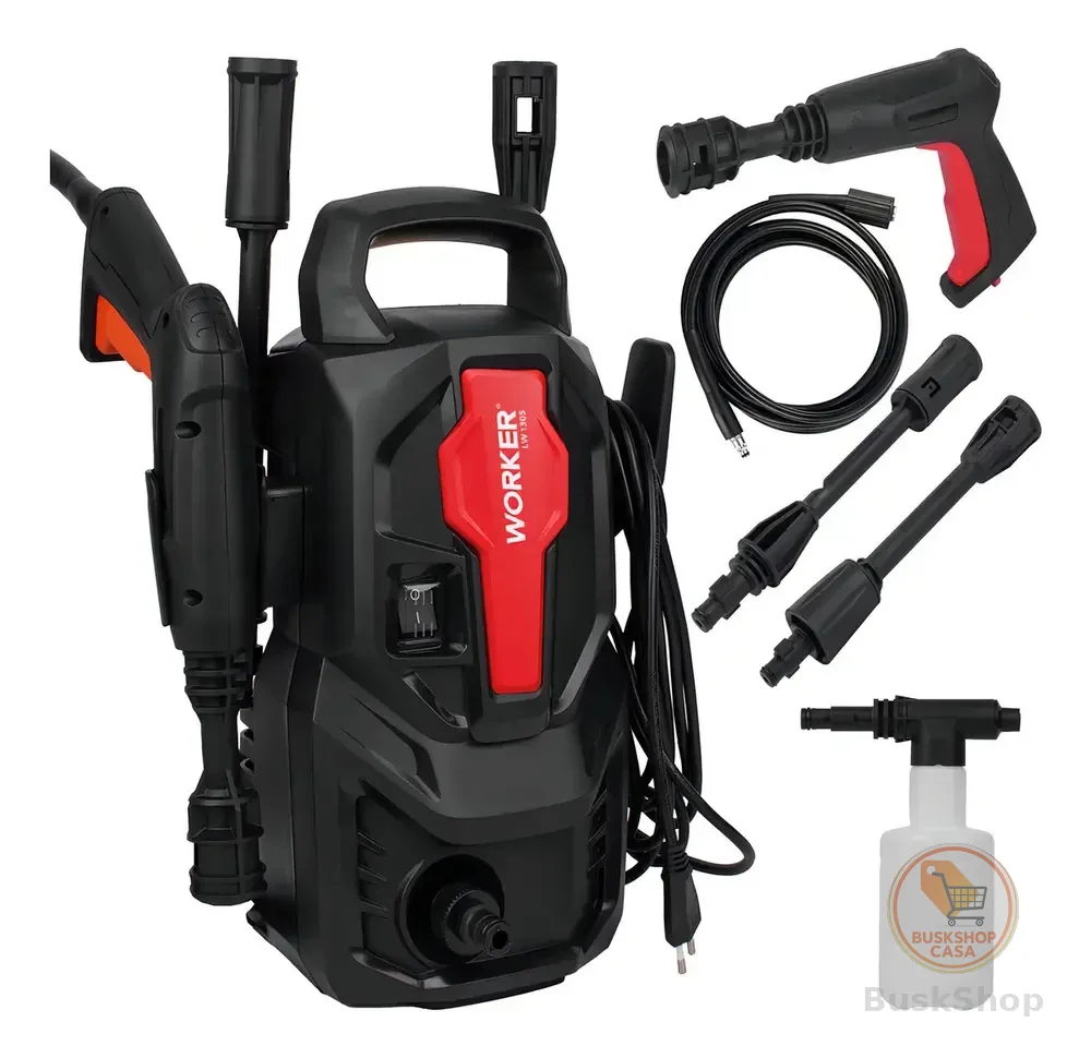 Lavadora De Alta Pressão Potente 1305lbs Kit Shampoo Worker