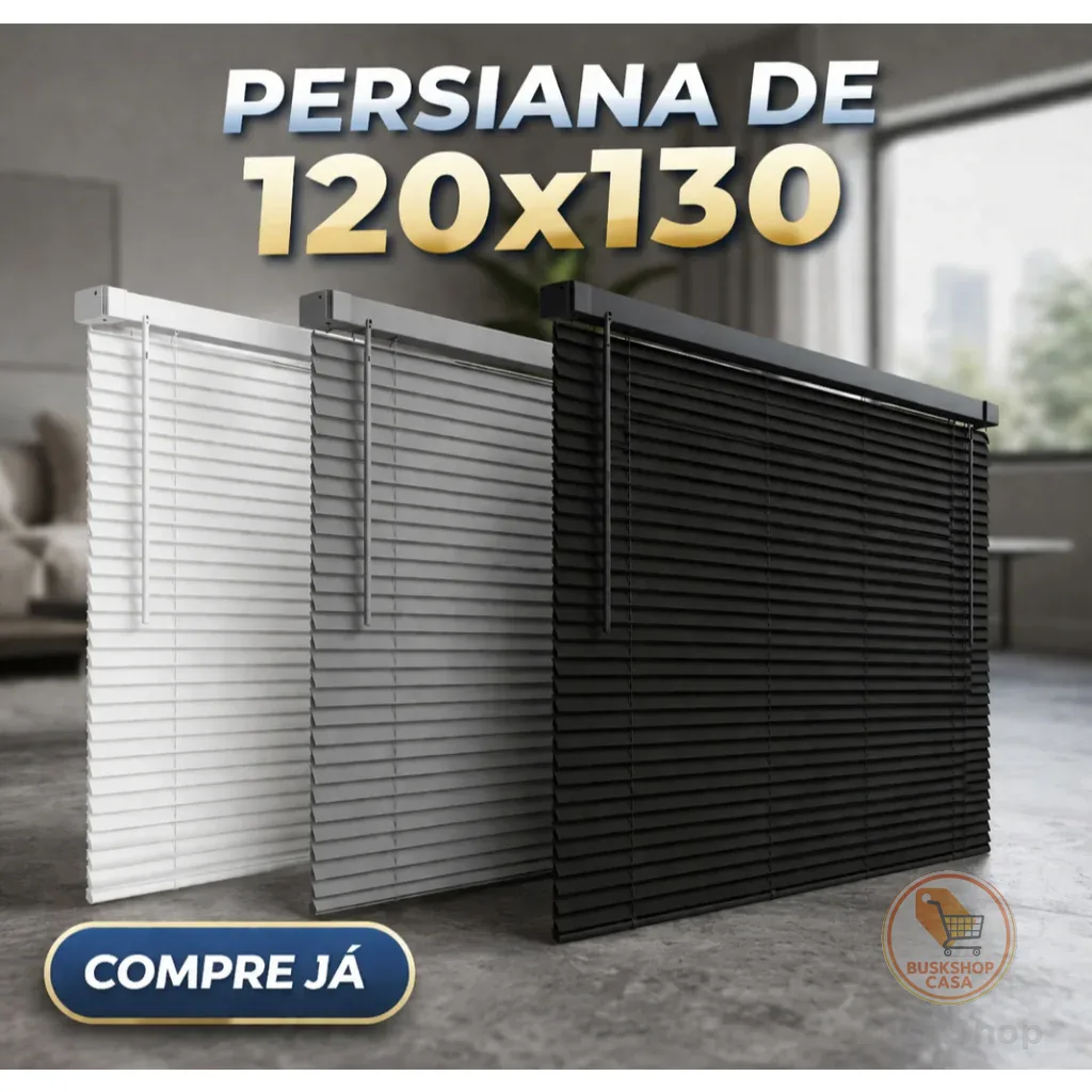 Persiana Horizontal PVC Cozinha 120X130 evolux Cortina Sala quarto escritório cozinha Sofisticada