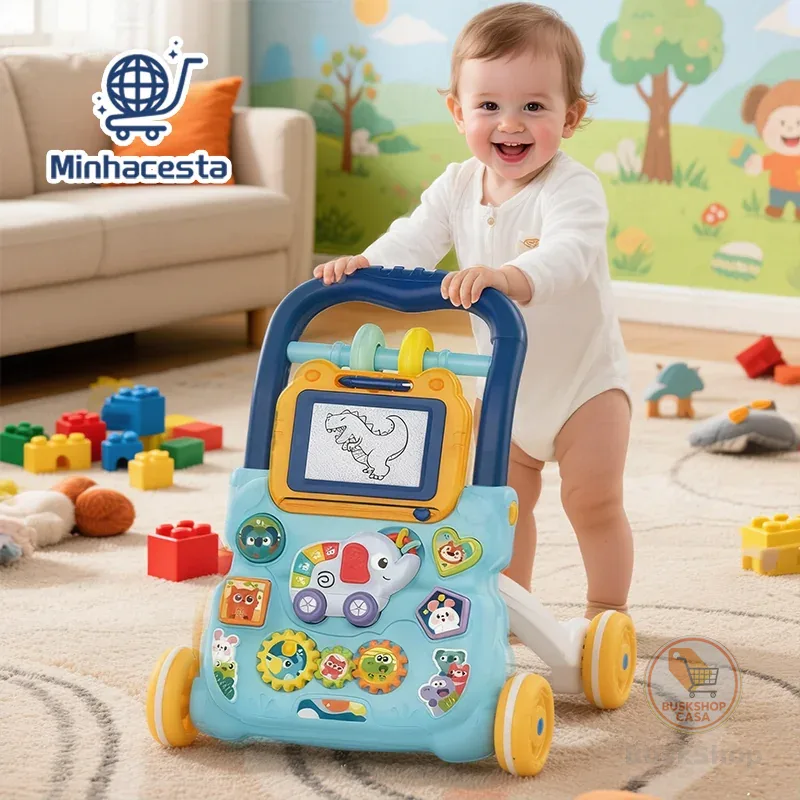 Andador Infantil Empurrador Musical Didático Educativo Empurrador Bebê Quadro Magico Educativo P20