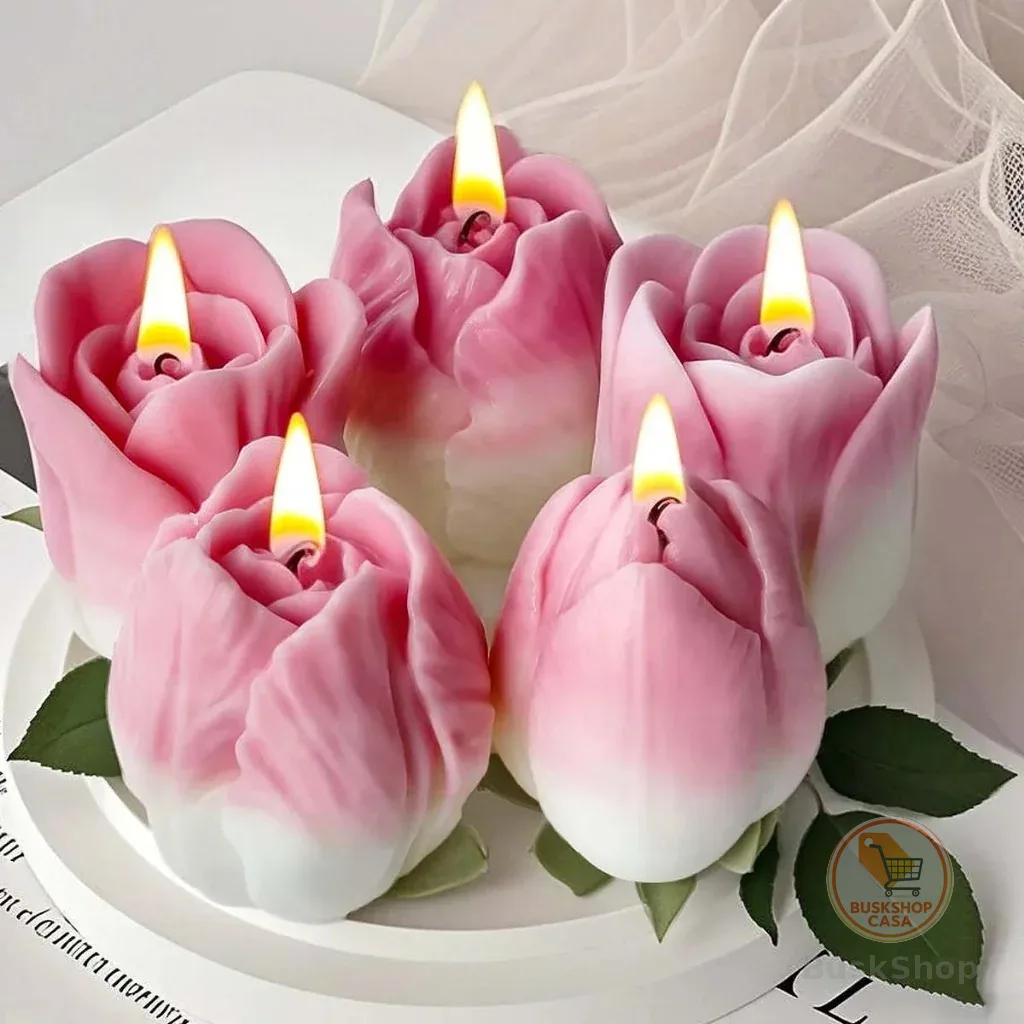 KIT 20 Unidades mini Velas Rosas Tulipa Lembrancinha Casamento