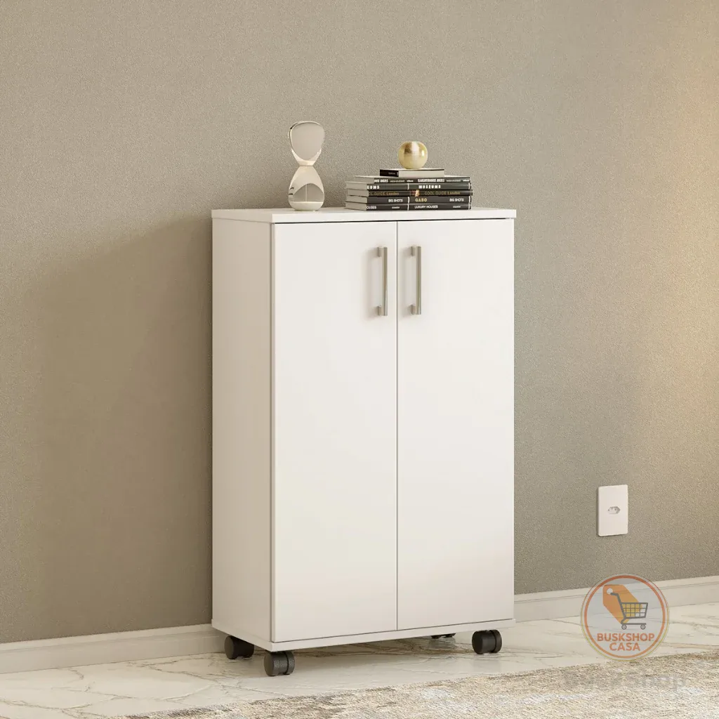 Armário Multiuso 96cm com Rodas 2 Portas | Lavanderia/Cozinha/Quarto | FULL