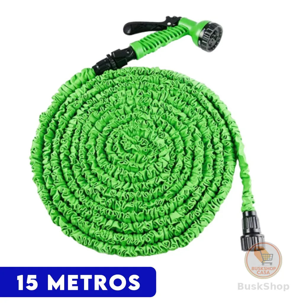 Mangueira Mágica Extensível 30m ou 15m com Gatilho 7 Jatos Engate Rápido Compacta Leve e Resistente