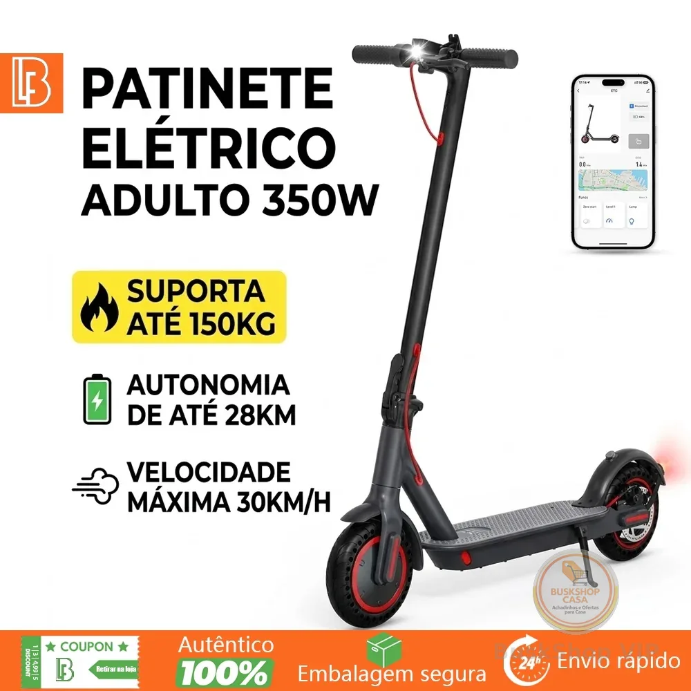 Patinete Elétrico Para Adultos Dobrável 350W Bivolt 36V Capacidade De Carga De 150KG