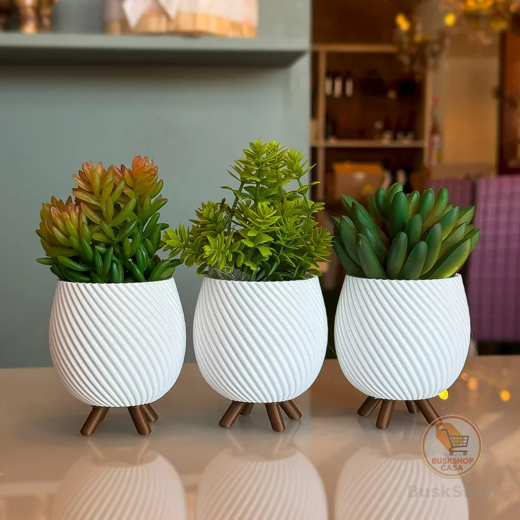 Trio de Vasos Cachepot Minimalista Pezinho Vasinho de Sala Decoração Delicada para Plantinhas