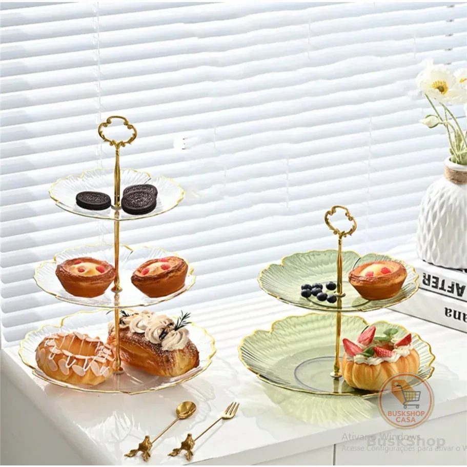 Suporte de Doces e Petiscos de 2 e 3 Andares – Decorativa para Mesa Posta, Festas e Chá da Tarde