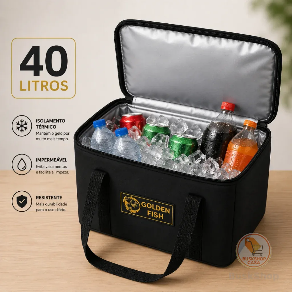 Bolsa Térmica 40L Reforçada Para Praia Churrasco Camping Pescaria e Viagem Até 50 Latas