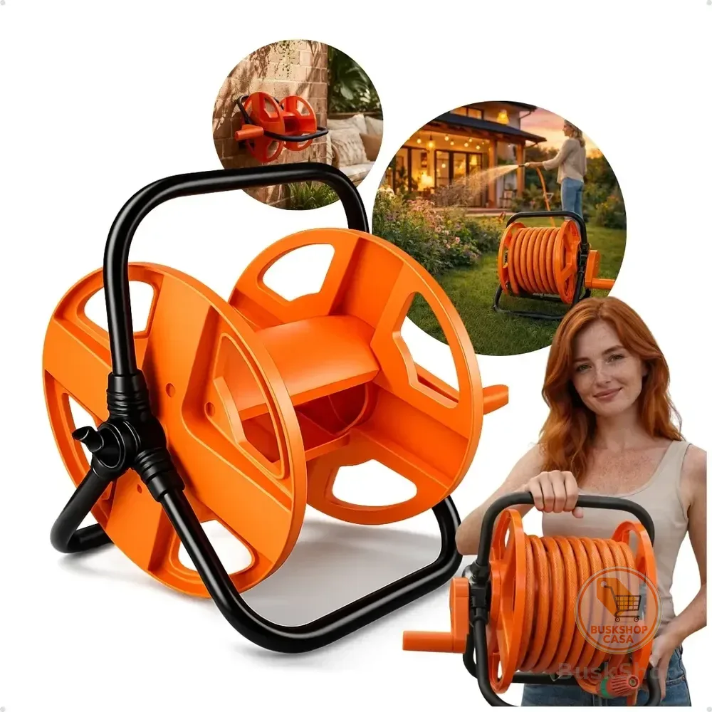 Suporte Enrolador Mangueira Jardim Carretel Engate Rápido