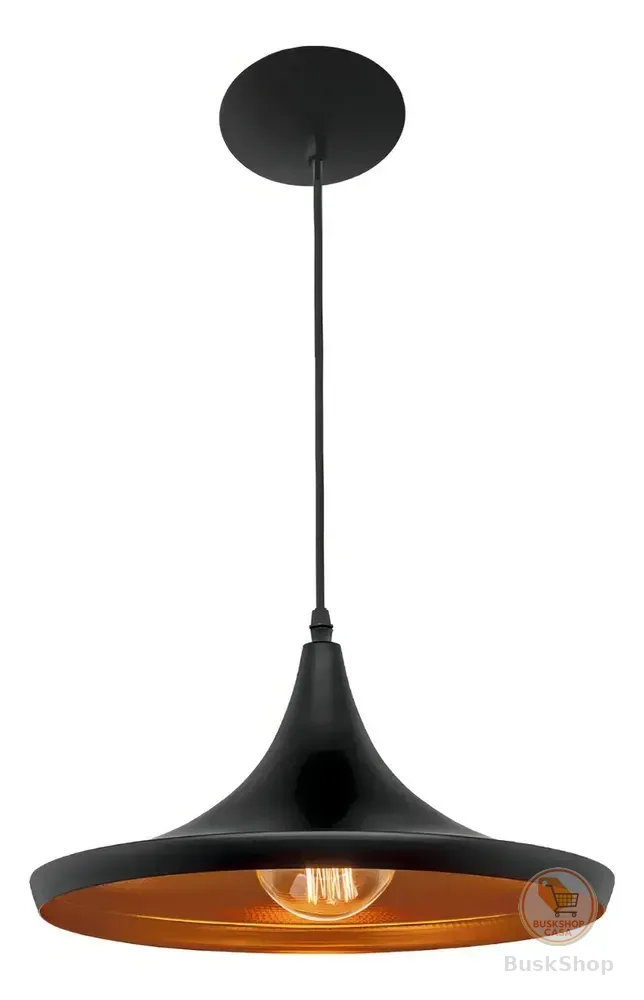 Pendente Chapéu Tom Dixon Preto C/cobre Lustre Balcão Jantar
